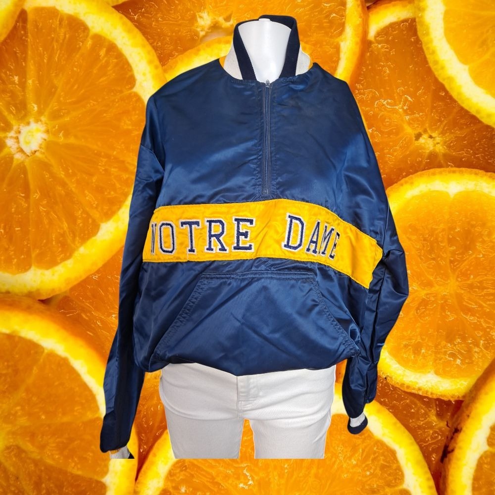 DeLong Notre Dame Pullover Jacket Vintage Windbreaker Half Zip L